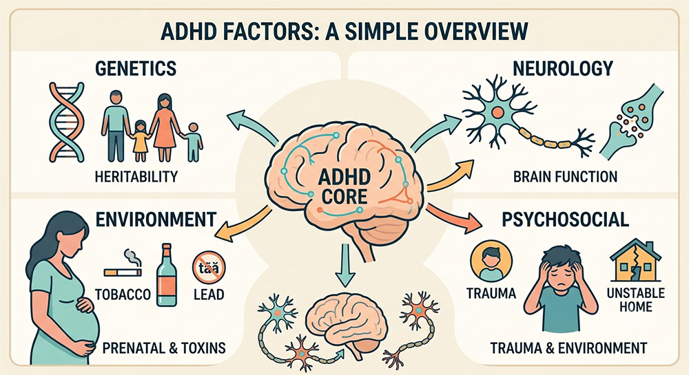 what causes ADHD, ADHD and genetics, is ADHD hereditary, ADHD risk factors